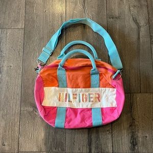 Tommy Hilfiger Small Duffle Travel Bag Pink Orange